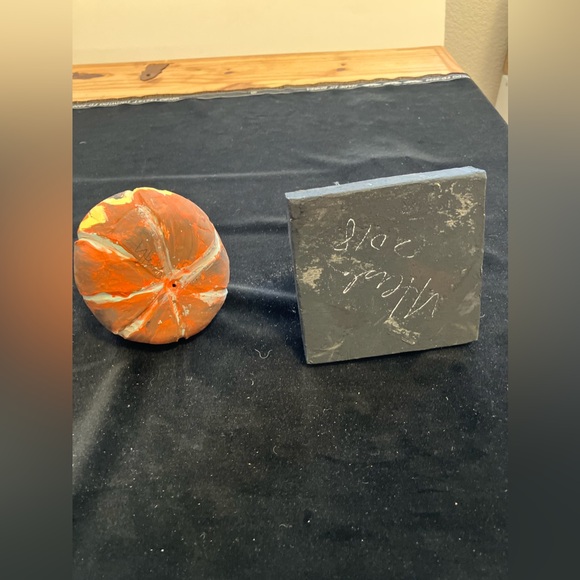 Two Handmade Halloween Art Ceramic Sculpture Adorable Pumpkins 6”& 5”OOAK - Picture 7 of 8